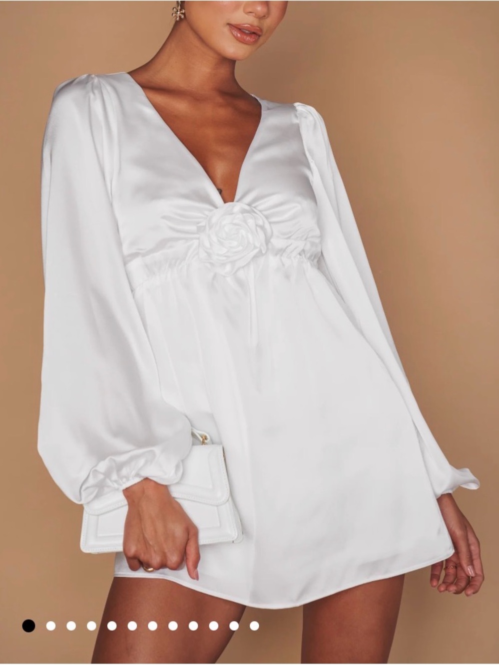 Show Me Your Mumu Rosetta Satin V-Neck Long Sleeve Mini Dress
